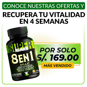 8 en 1 Cápsulas - Shilajit Ashwagandha Rhodiola Rosea Panax y Ginseng (120 Cápsulas) SuperHuman™ PG